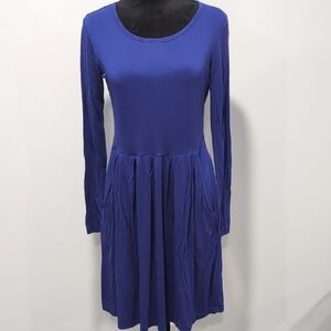 Vibrant Blue Long Sleeve Dress W/ Pockets!